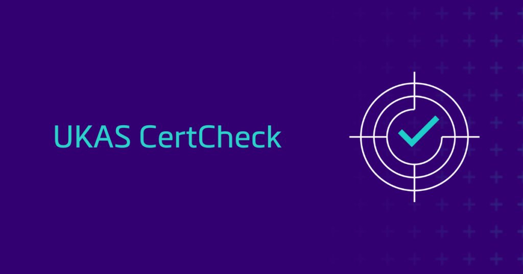 UKAS CertCheck website with a tick within a target