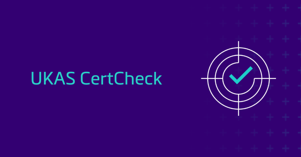 UKAS CertCheck website with a tick within a target